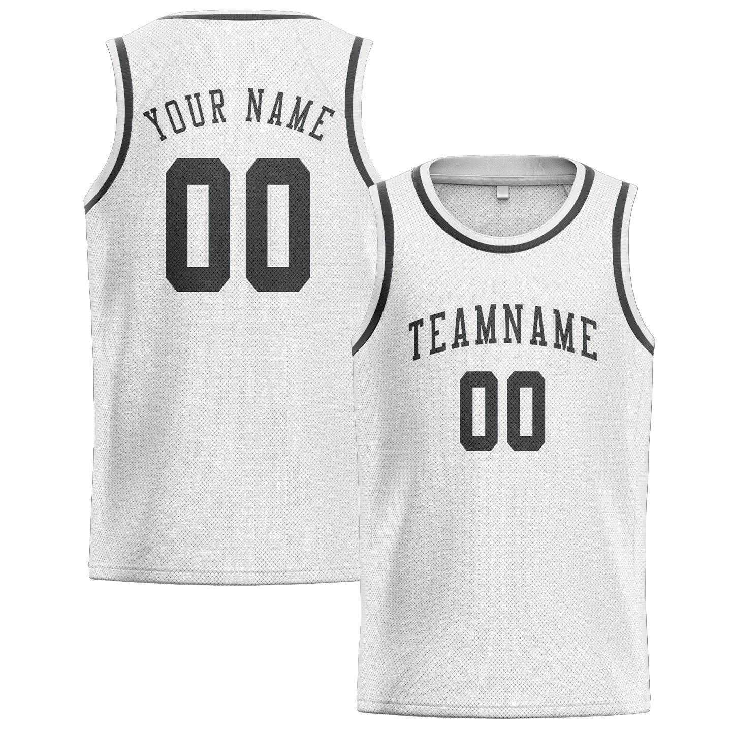 Benutzerdefiniertes Professionelles Weiß Dunkelgrau Basketballtrikot