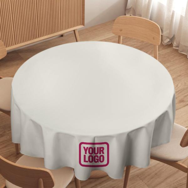 Maßgeschneidertes Weiß Rosarot Runde Tischdecke