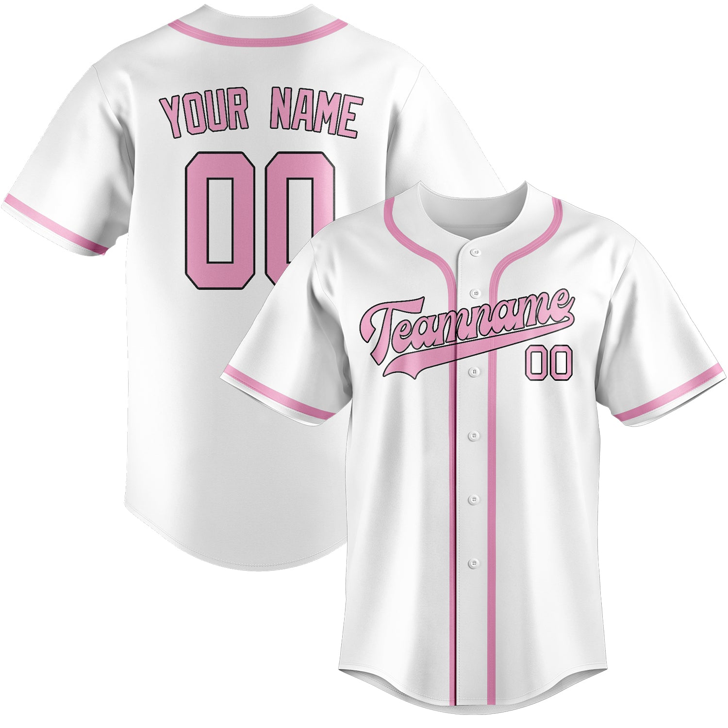 Maglia da baseball professionale bianca e rosa personalizzata