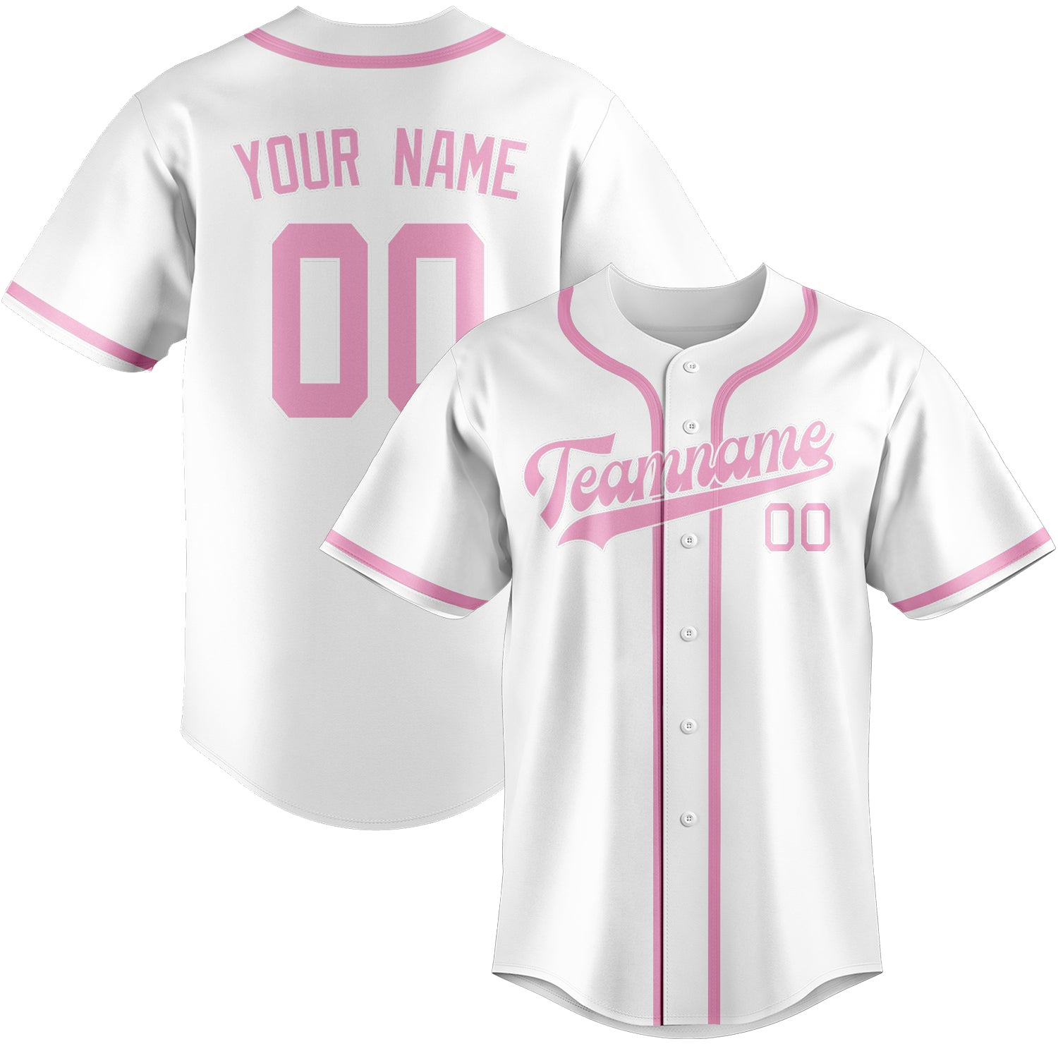 Maglia da baseball professionale bianca e rosa personalizzata