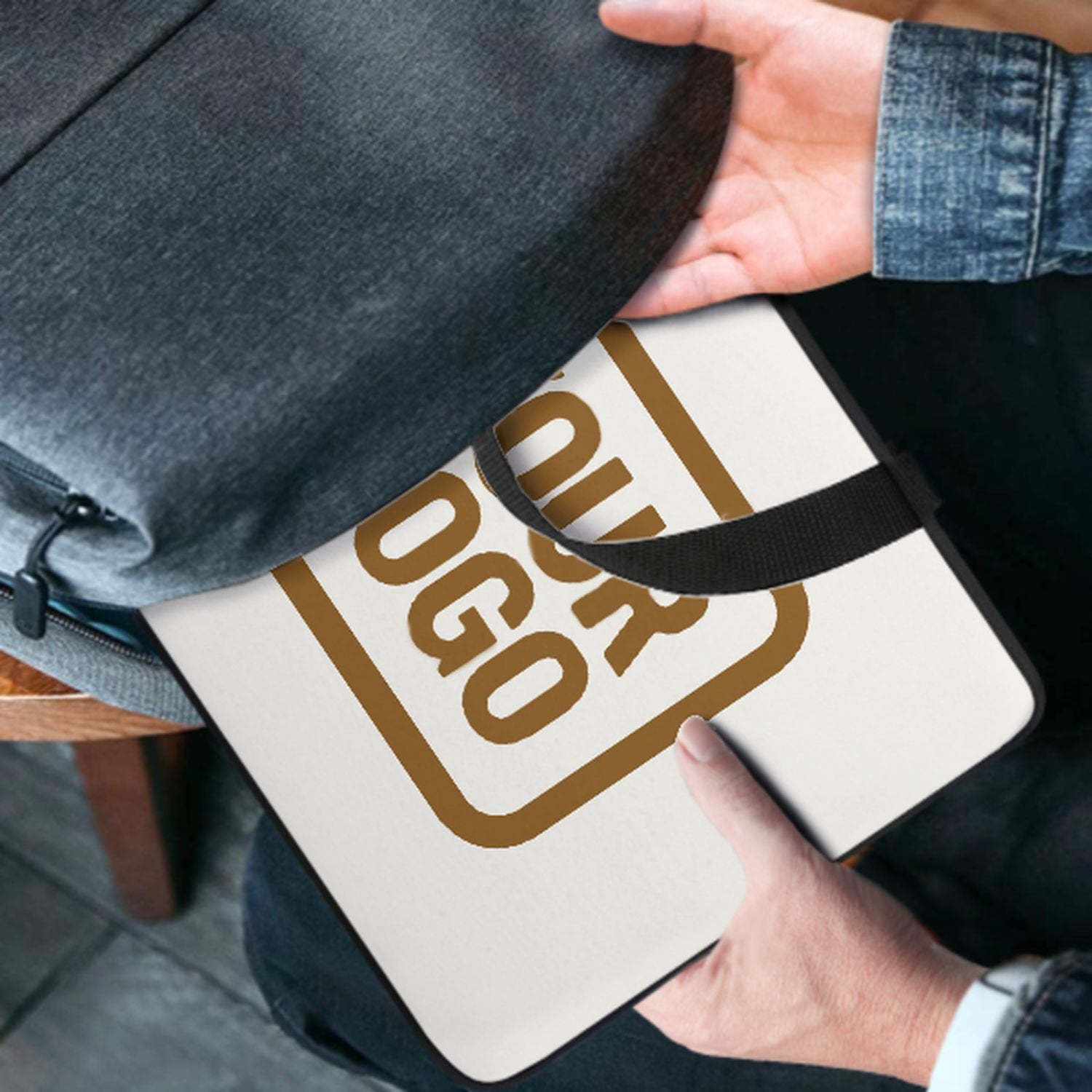 Maßgeschneidertes Weiß Khaki Laptop Tasche