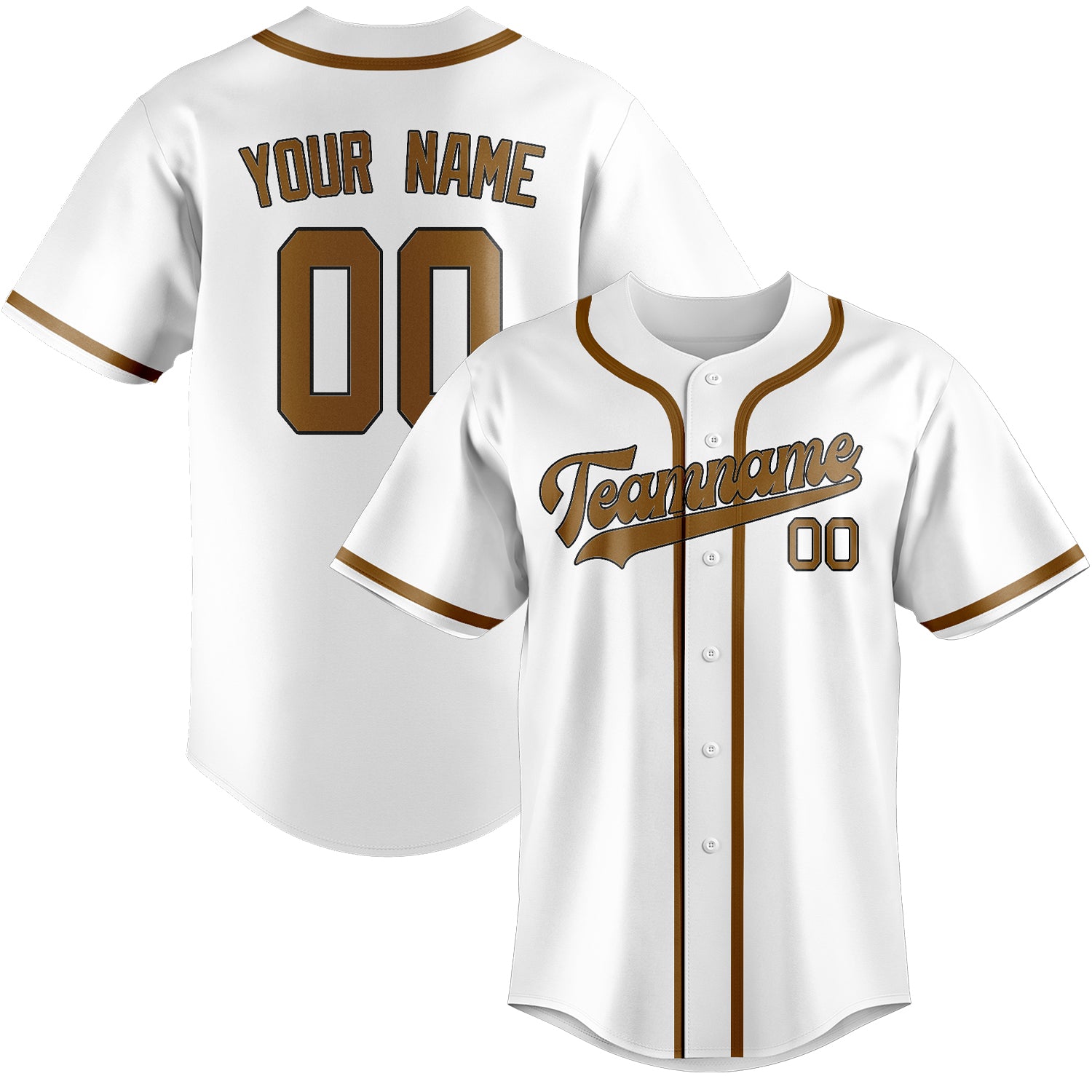 Maglia da baseball bianca e cachi professionale personalizzata