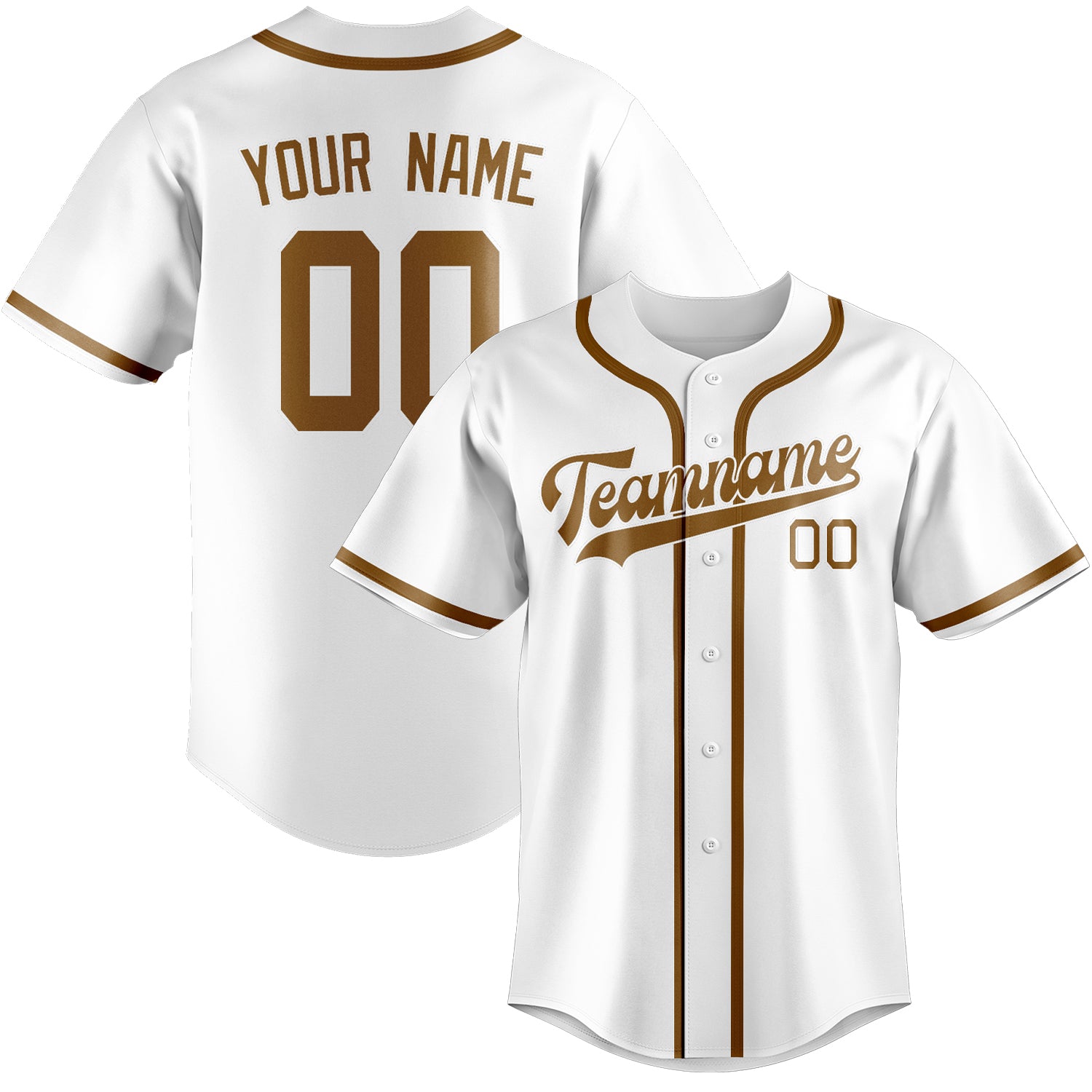 Maglia da baseball bianca e cachi professionale personalizzata