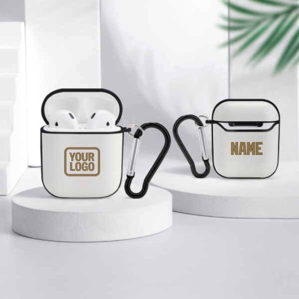 Maßgeschneidertes Weiß Hellkhaki AirPods-Hülle