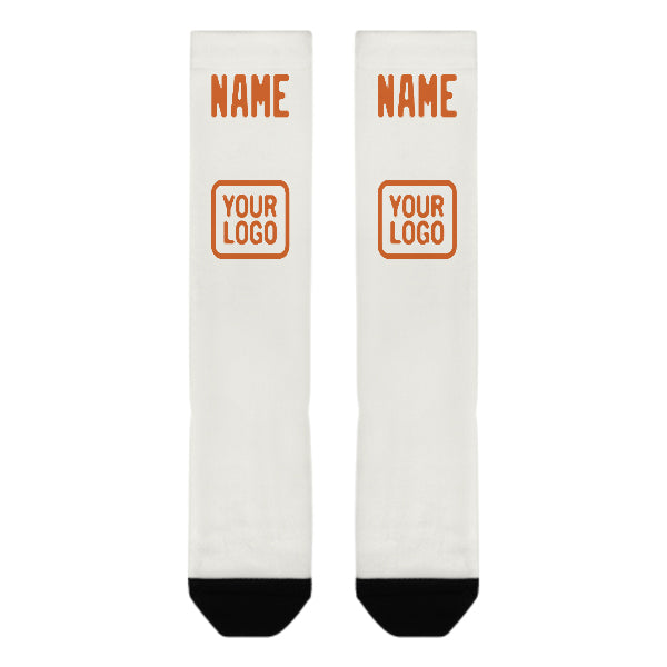 Maßgeschneidertes Weiß Orange Kniestrümpfe