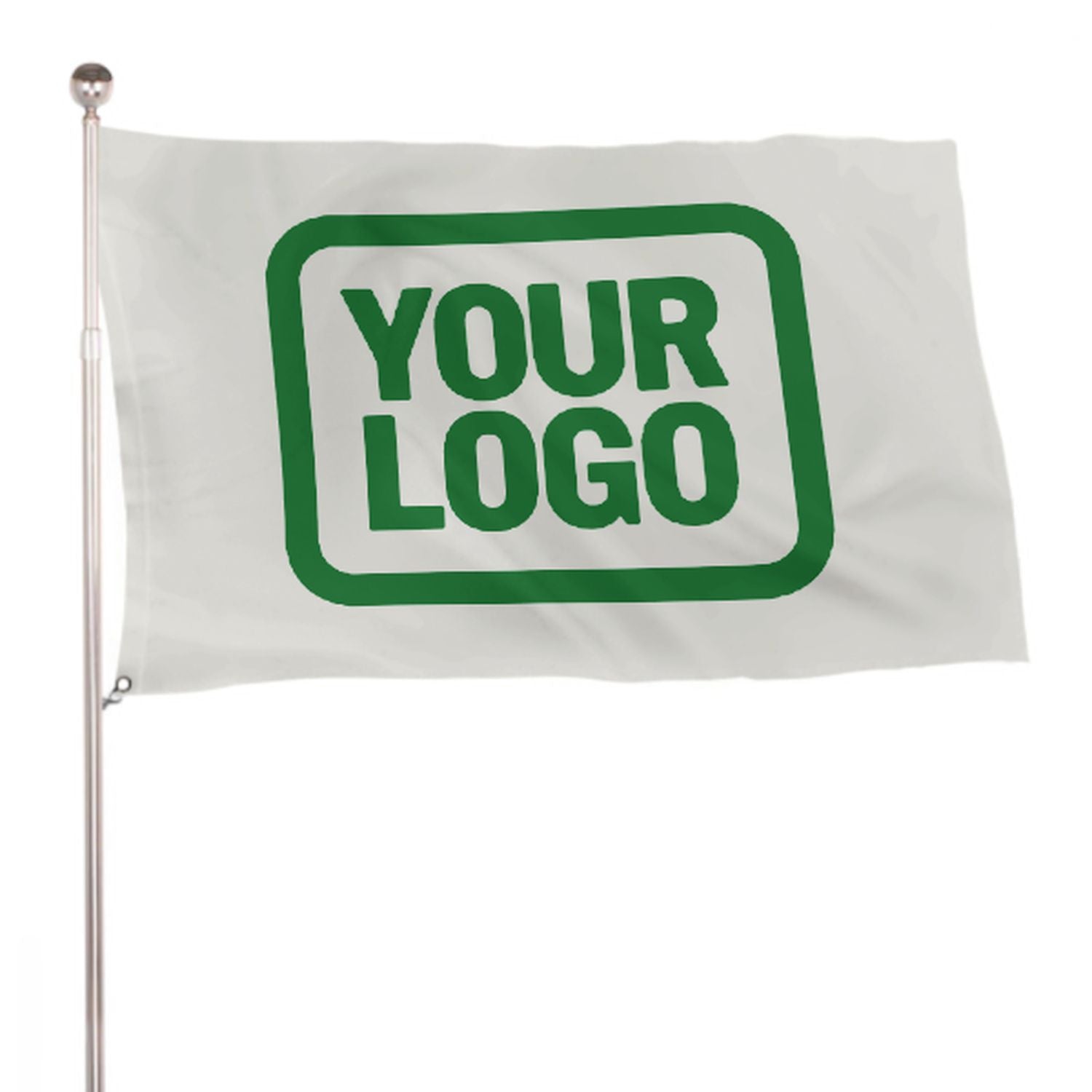 Maßgeschneidertes Weiß Smaragdgrün Flagge