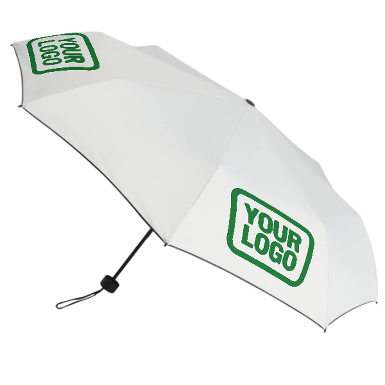 Maßgeschneidertes Weiß Smaragdgrün Automatik-Regenschirm