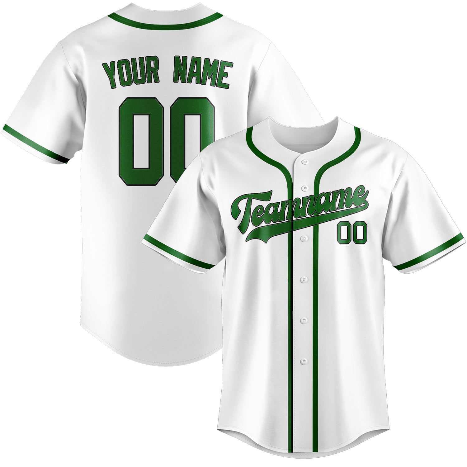 Maglia da baseball professionale personalizzata bianca verde smeraldo