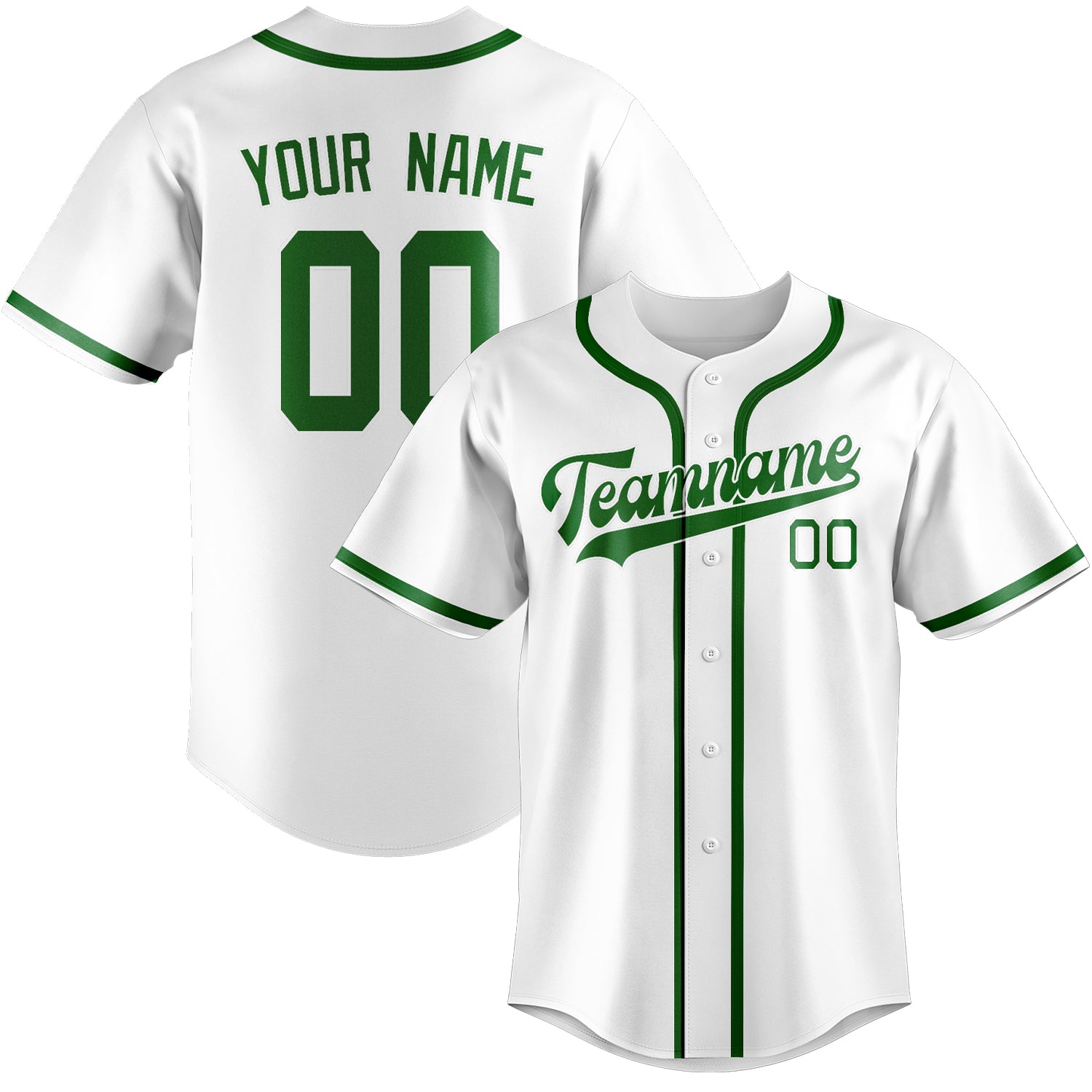 Maglia da baseball professionale personalizzata bianca verde smeraldo