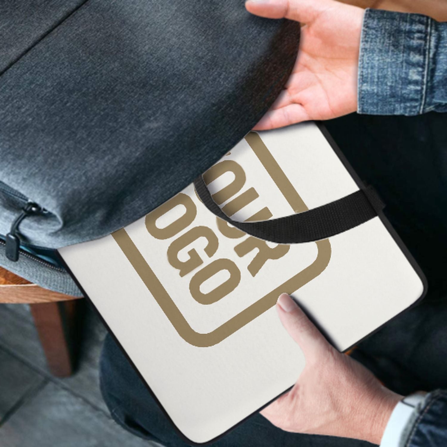 Maßgeschneidertes Weiß Light Khaki Laptop Tasche