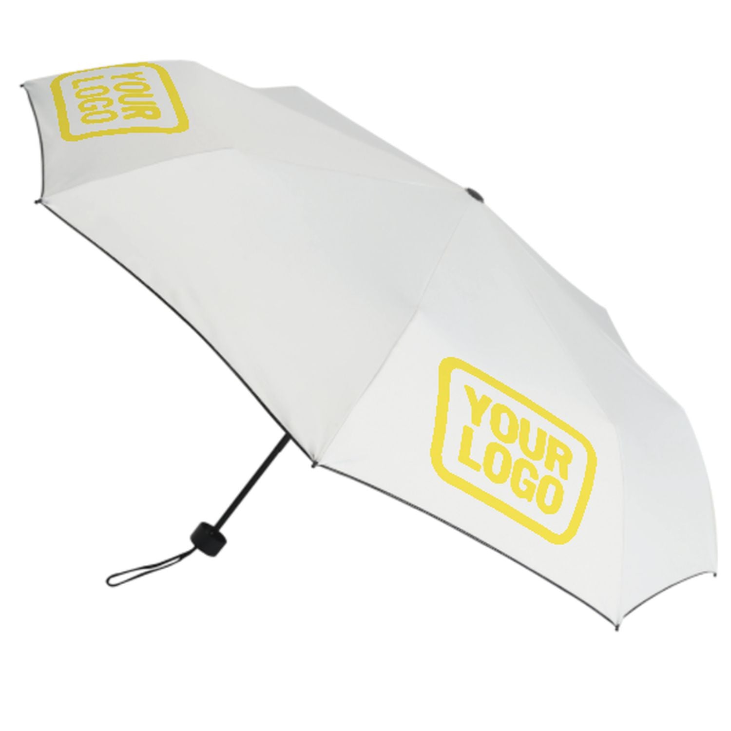 Maßgeschneidertes Weiß Blassgelb Automatik-Regenschirm