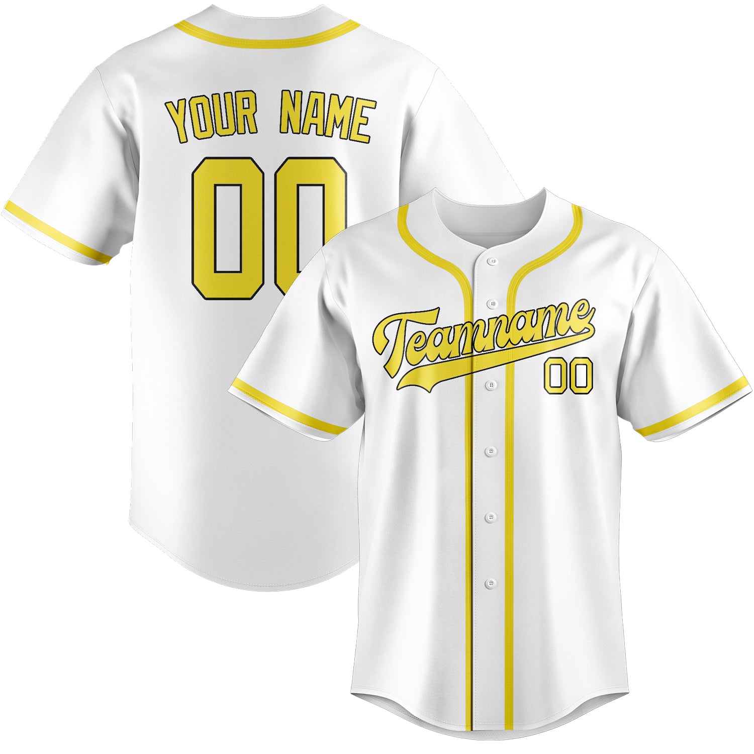 Maglia da baseball professionale personalizzata bianca giallo pallido