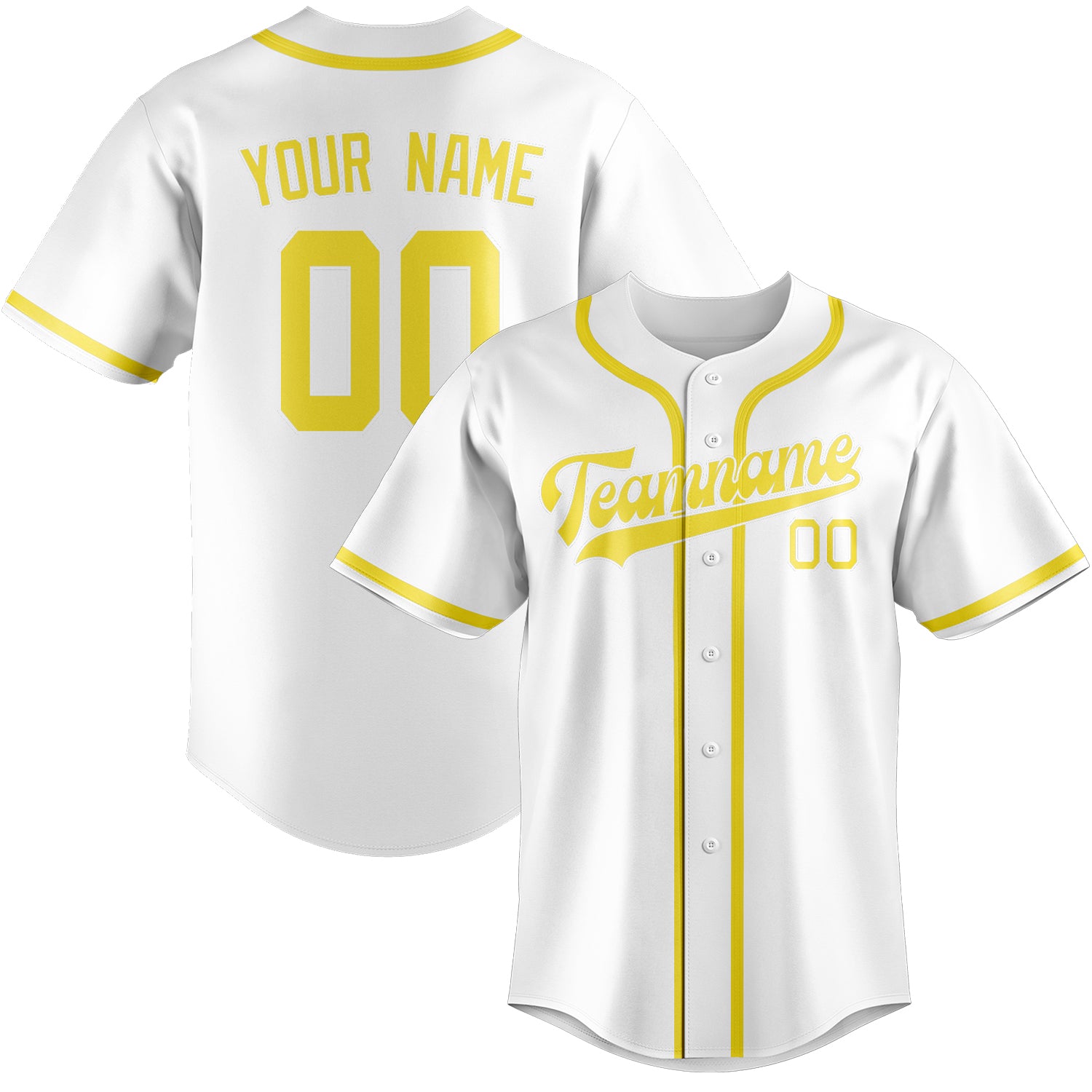 Maglia da baseball professionale personalizzata bianca giallo pallido