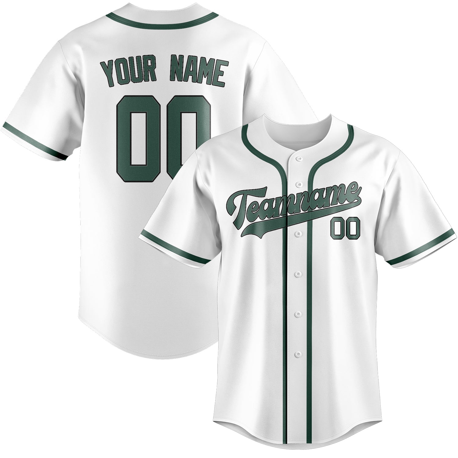 Maglia da baseball professionale personalizzata bianca e verde acqua