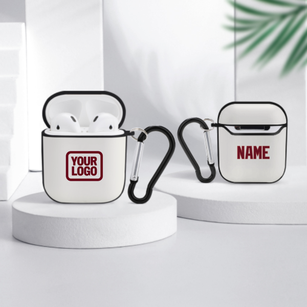 Maßgeschneidertes Weiß Karmesinrot AirPods-Hülle