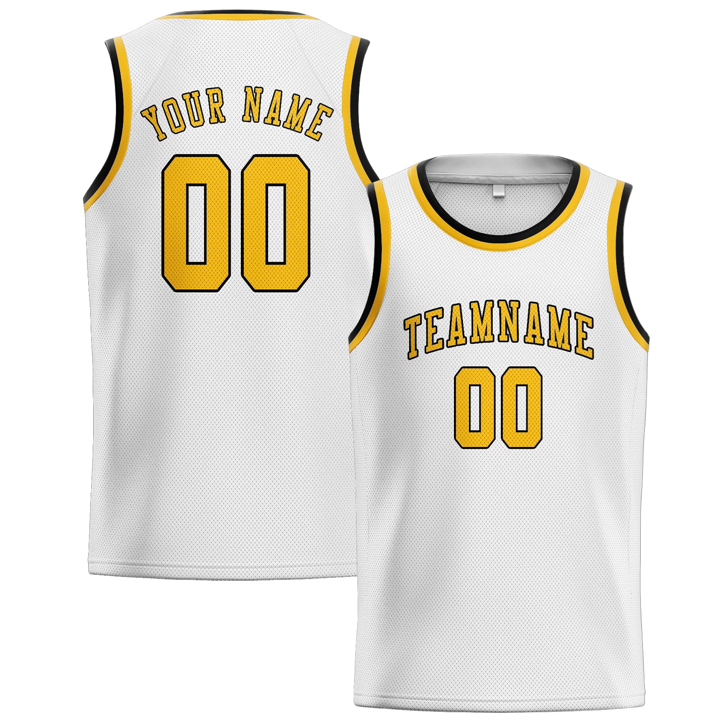 Benutzerdefiniertes Professionelles Weiß Gold Basketballtrikot