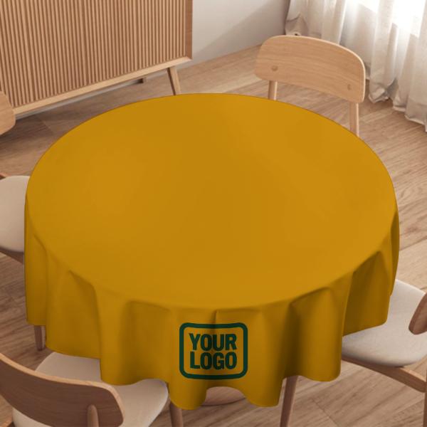Maßgeschneidertes Gelb Moosgrün Runde Tischdecke