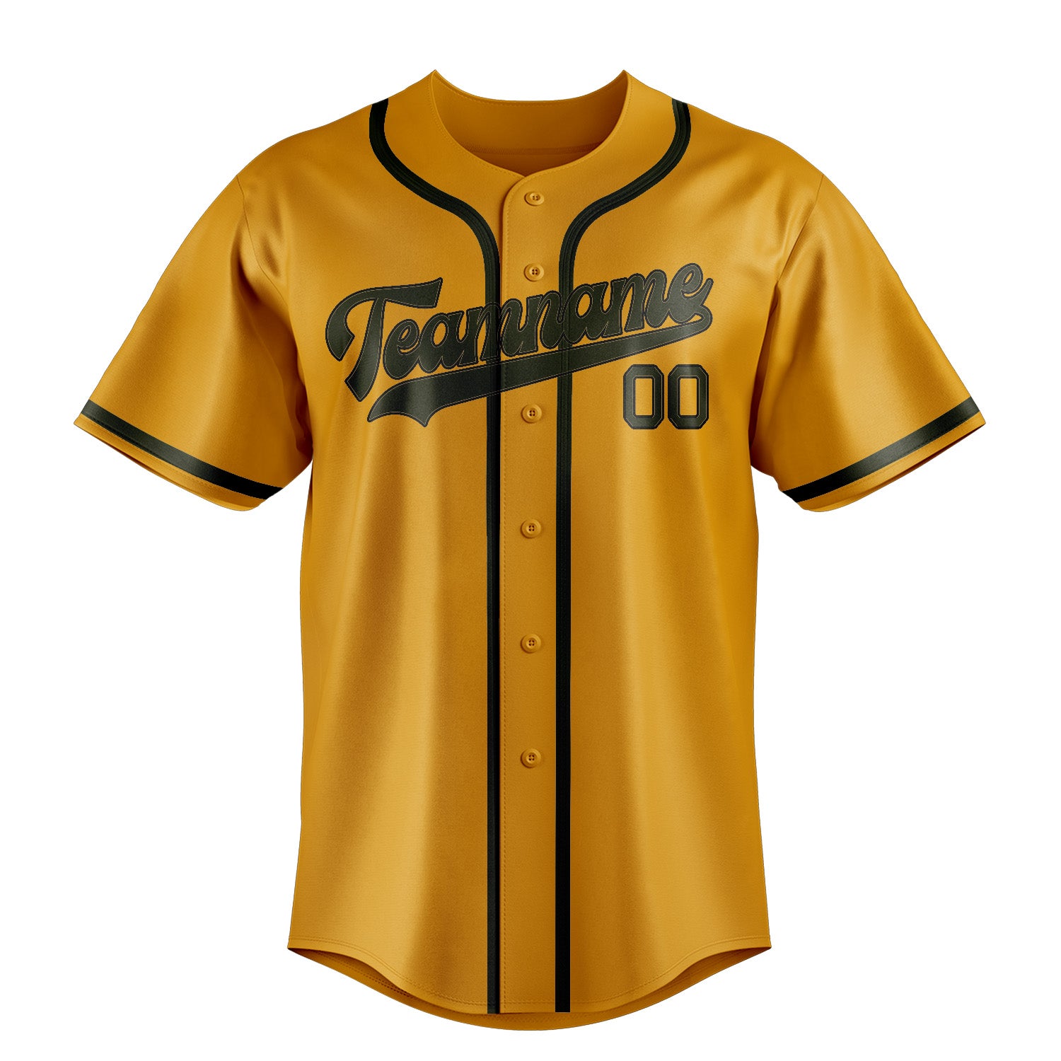 Benutzerdefiniertes Professionelles Gelb Dunkles Oliv Baseballtrikot