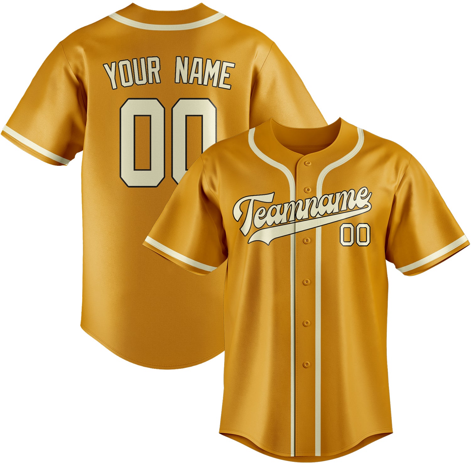 Benutzerdefiniertes Professionelles Gelb Beige Baseballtrikot