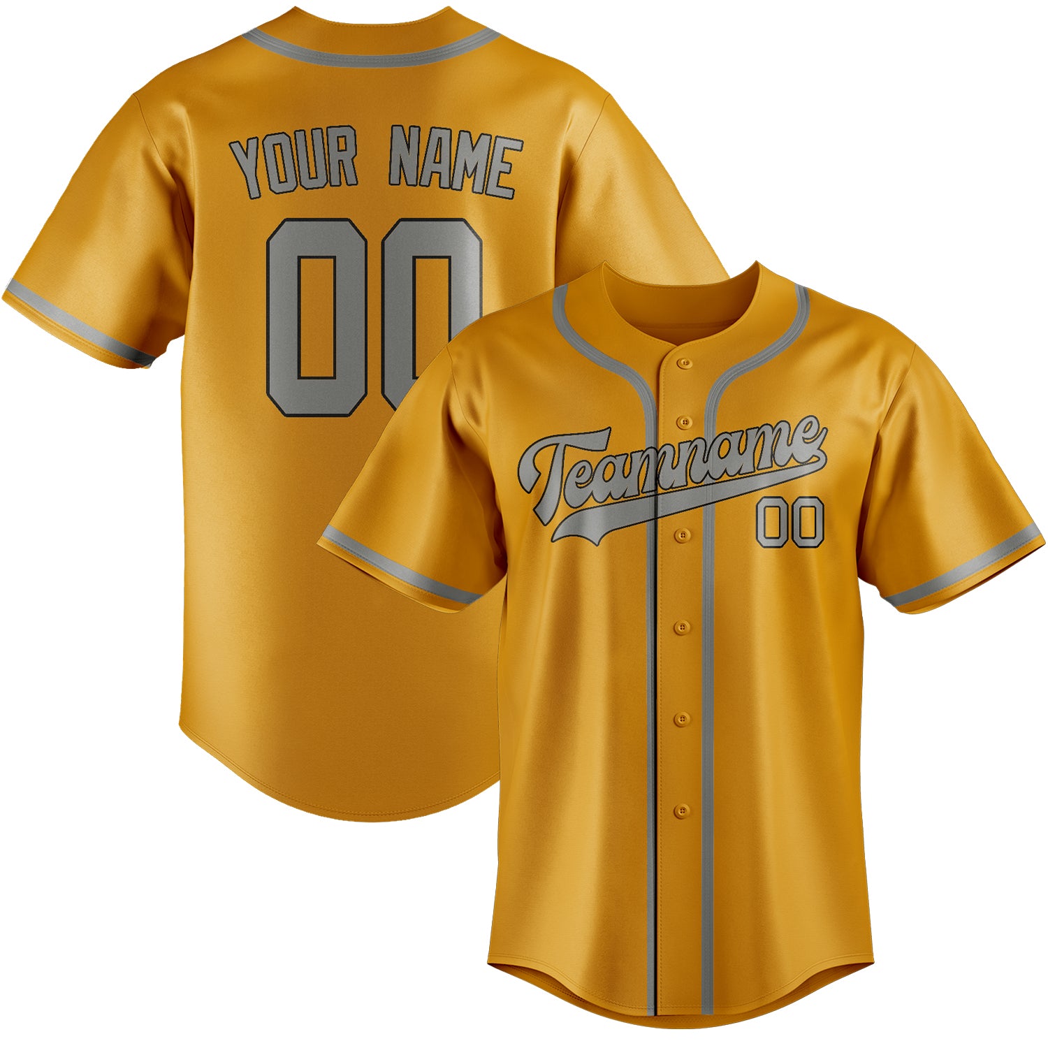 Benutzerdefiniertes Professionelles Gelb Grau Baseballtrikot