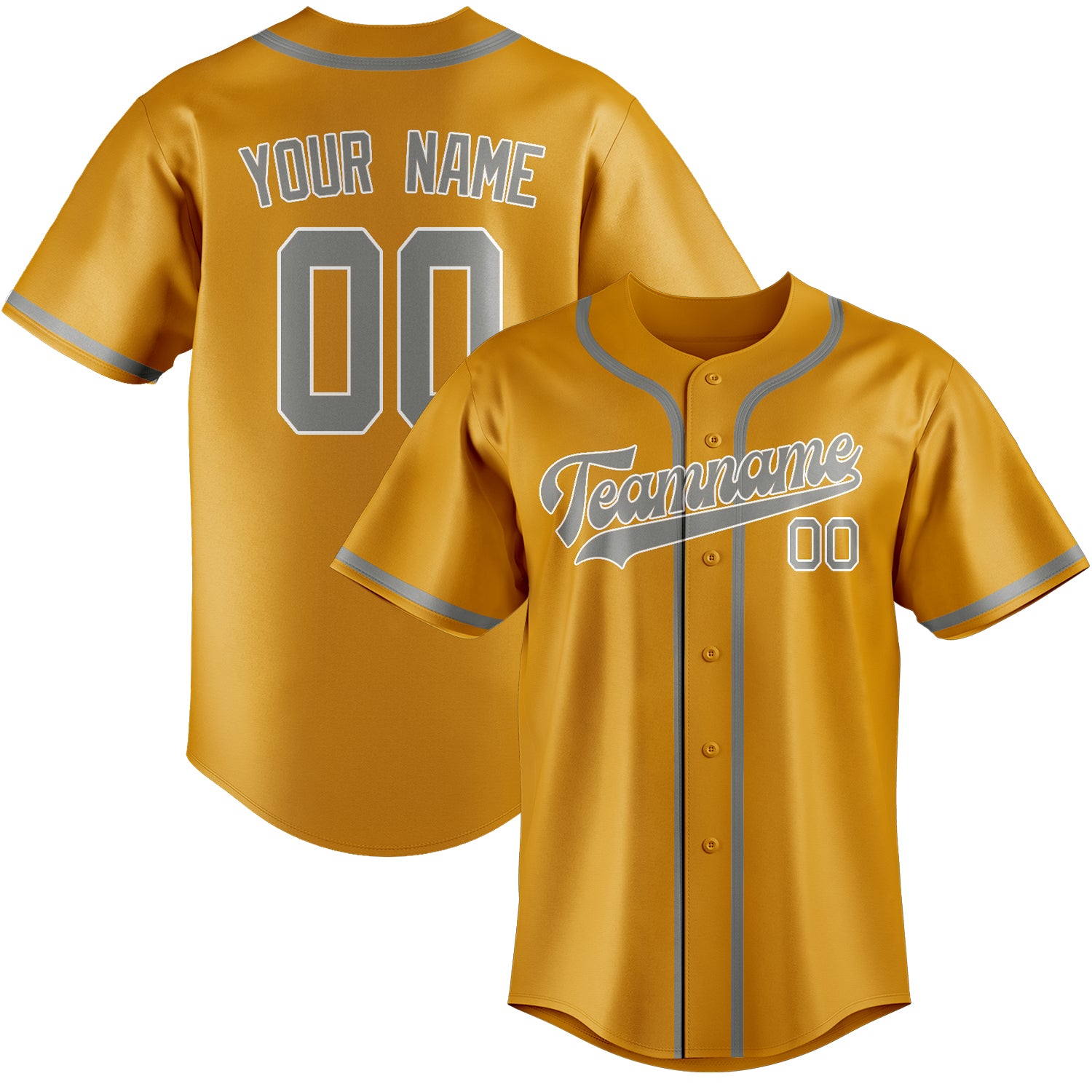 Benutzerdefiniertes Professionelles Gelb Grau Baseballtrikot