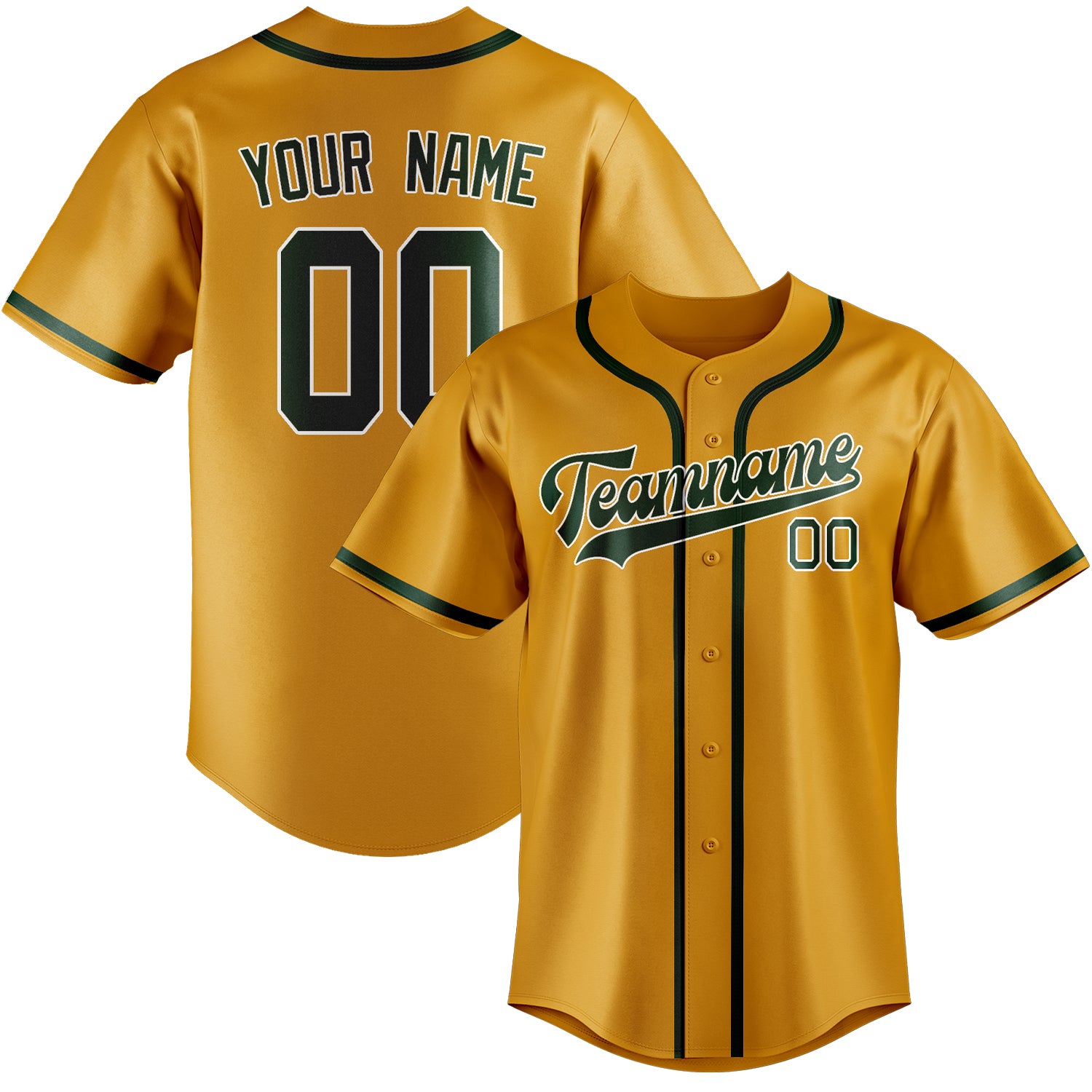 Benutzerdefiniertes Professionelles Gelb Moosgrün Baseballtrikot
