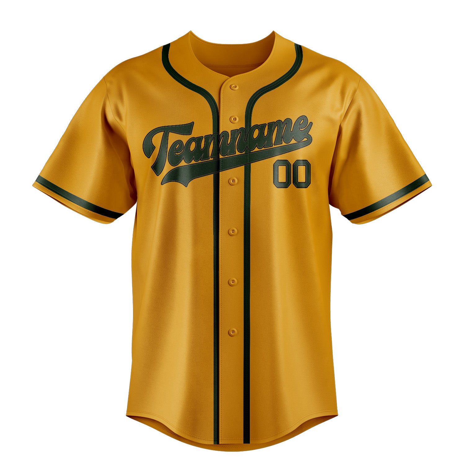 Benutzerdefiniertes Professionelles Gelb Tannengrün Baseballtrikot