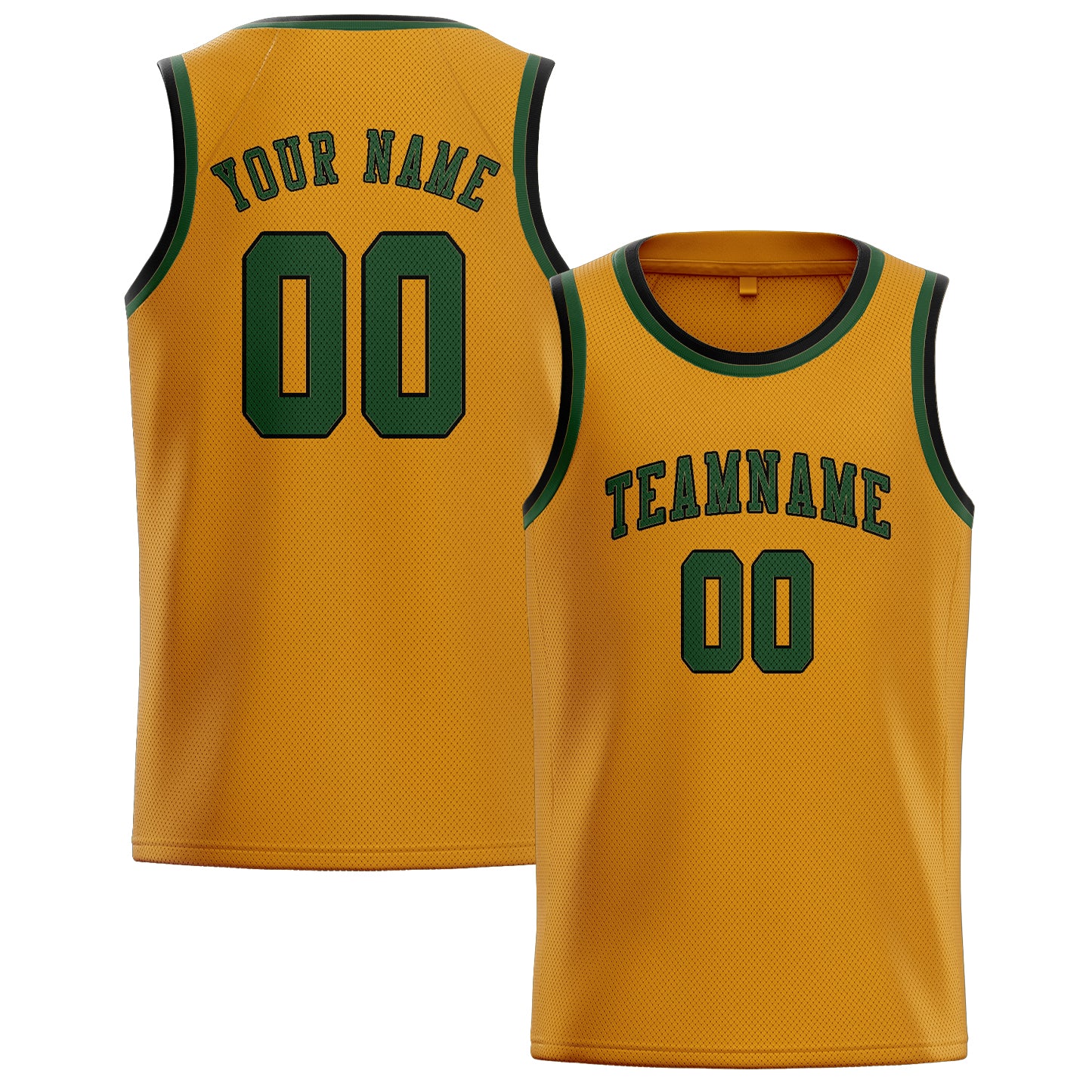Benutzerdefiniertes Professionelles Gelb Tannengrün Basketballtrikot