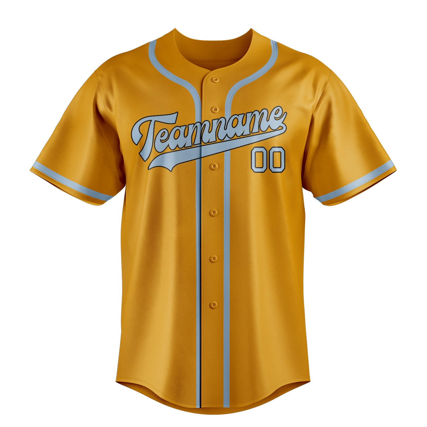 Benutzerdefiniertes Professionelles Gelb Hellblau Baseballtrikot
