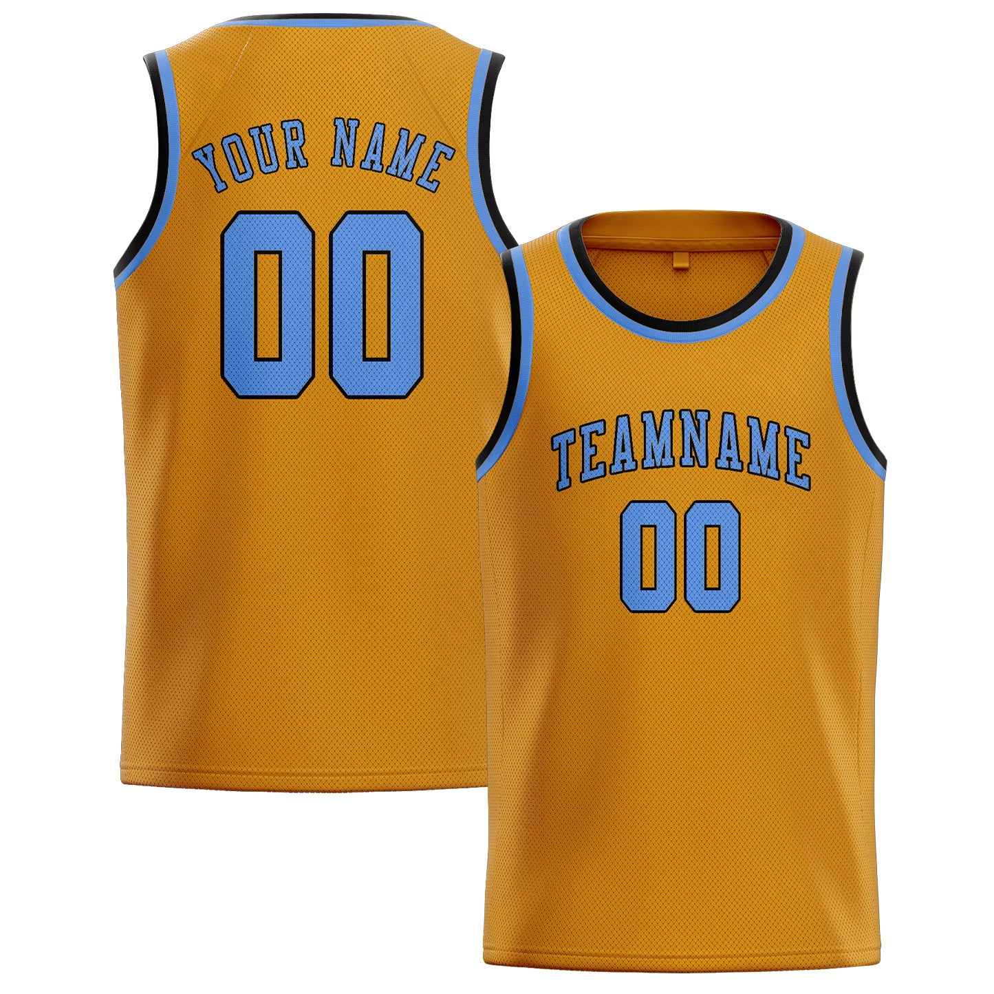 Benutzerdefiniertes Professionelles Gelb Hellblau Basketballtrikot