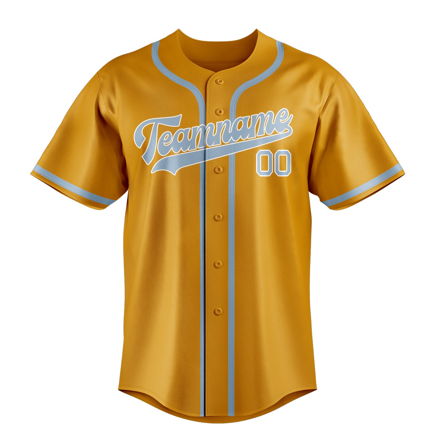 Benutzerdefiniertes Professionelles Gelb Hellblau Baseballtrikot