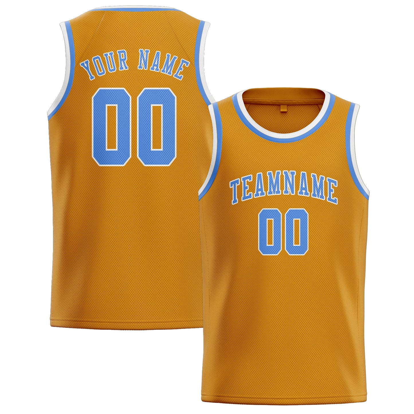 Benutzerdefiniertes Professionelles Gelb Hellblau Basketballtrikot