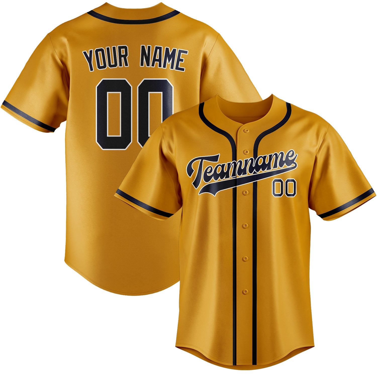 Benutzerdefiniertes Professionelles Gelb Stahlblau Baseballtrikot