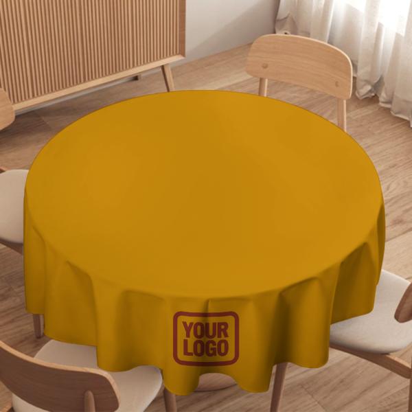 Maßgeschneidertes Gelb Korallenrot Runde Tischdecke
