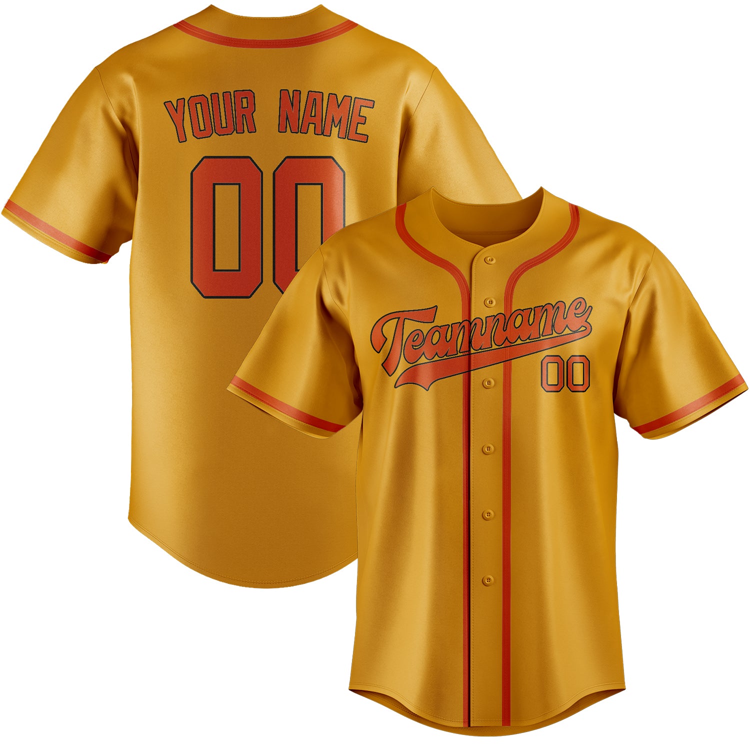 Benutzerdefiniertes Professionelles Gelb Orangerot Baseballtrikot