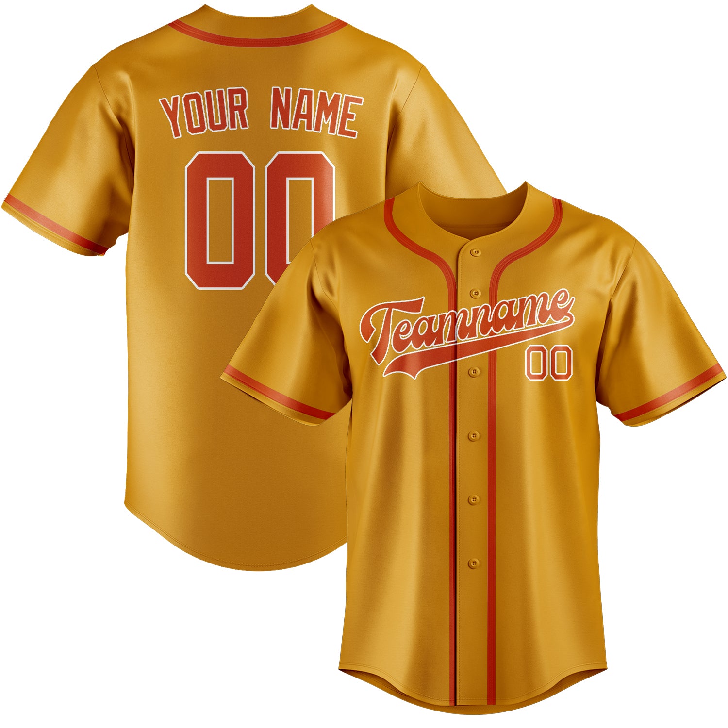 Benutzerdefiniertes Professionelles Gelb Orangerot Baseballtrikot