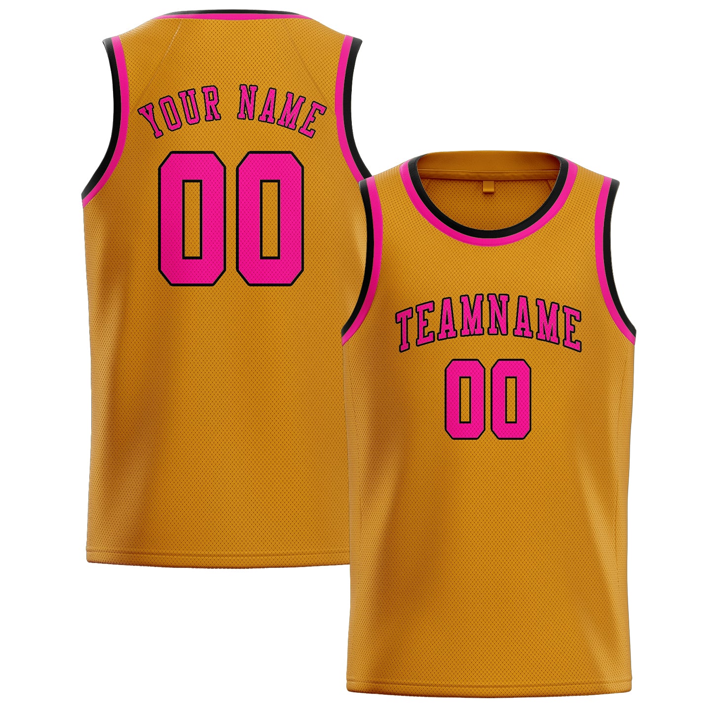 Benutzerdefiniertes Professionelles Gelb Rosarot Basketballtrikot