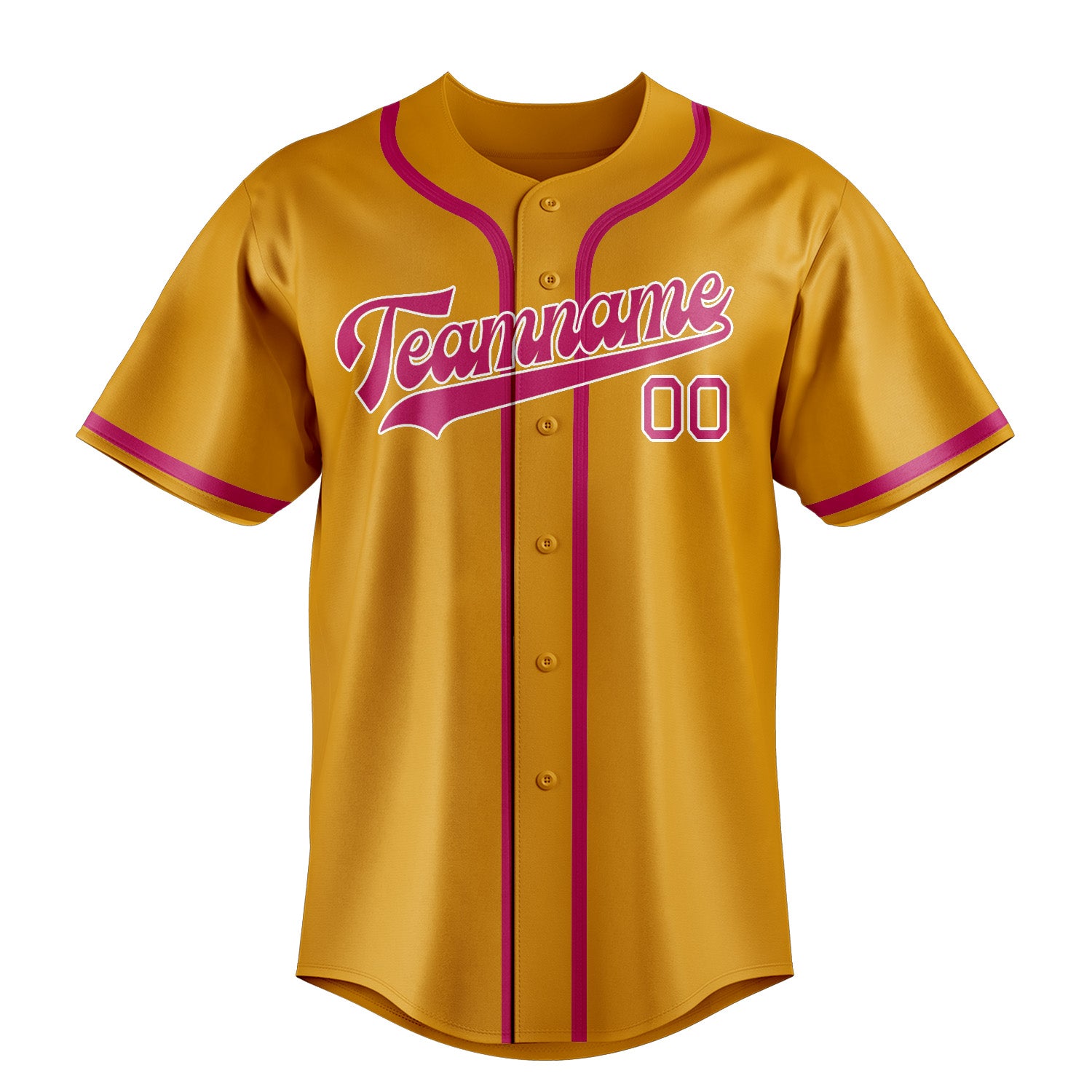 Benutzerdefiniertes Professionelles Gelb Rosarot Baseballtrikot
