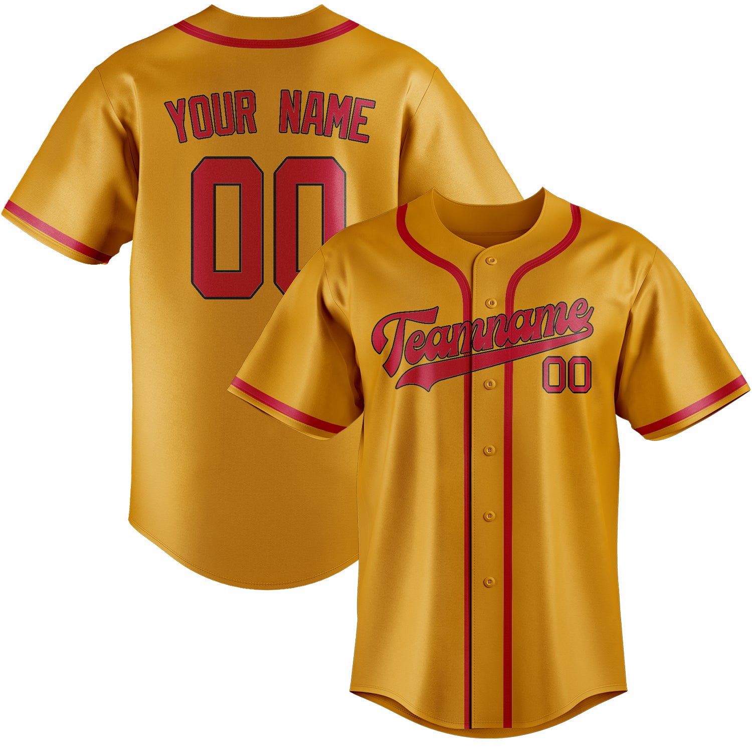 Benutzerdefiniertes Professionelles Gelb Rot Baseballtrikot