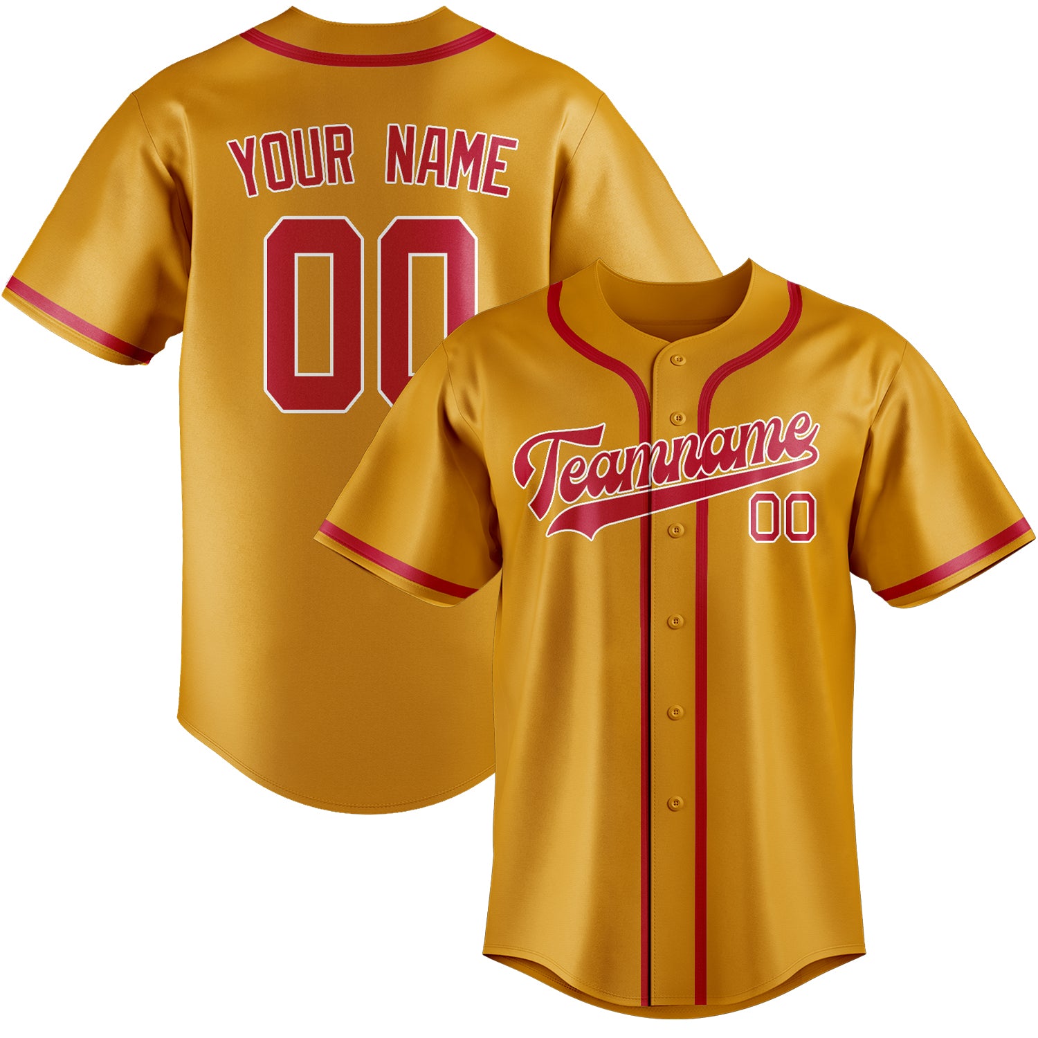 Benutzerdefiniertes Professionelles Gelb Rot Baseballtrikot