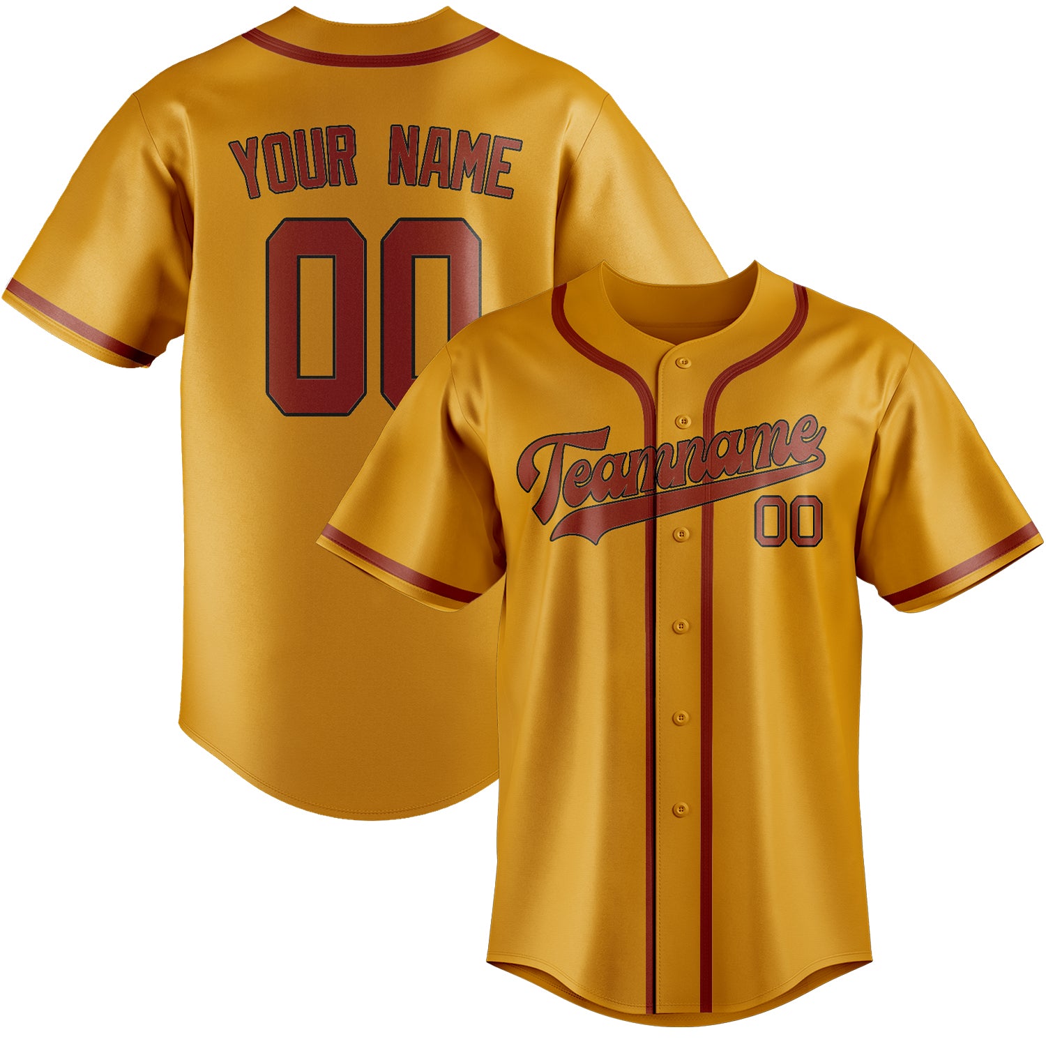 Benutzerdefiniertes Professionelles Gelb Korallenrot Baseballtrikot