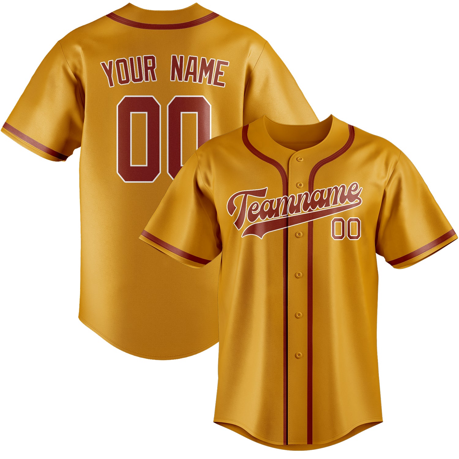 Benutzerdefiniertes Professionelles Gelb Korallenrot Baseballtrikot