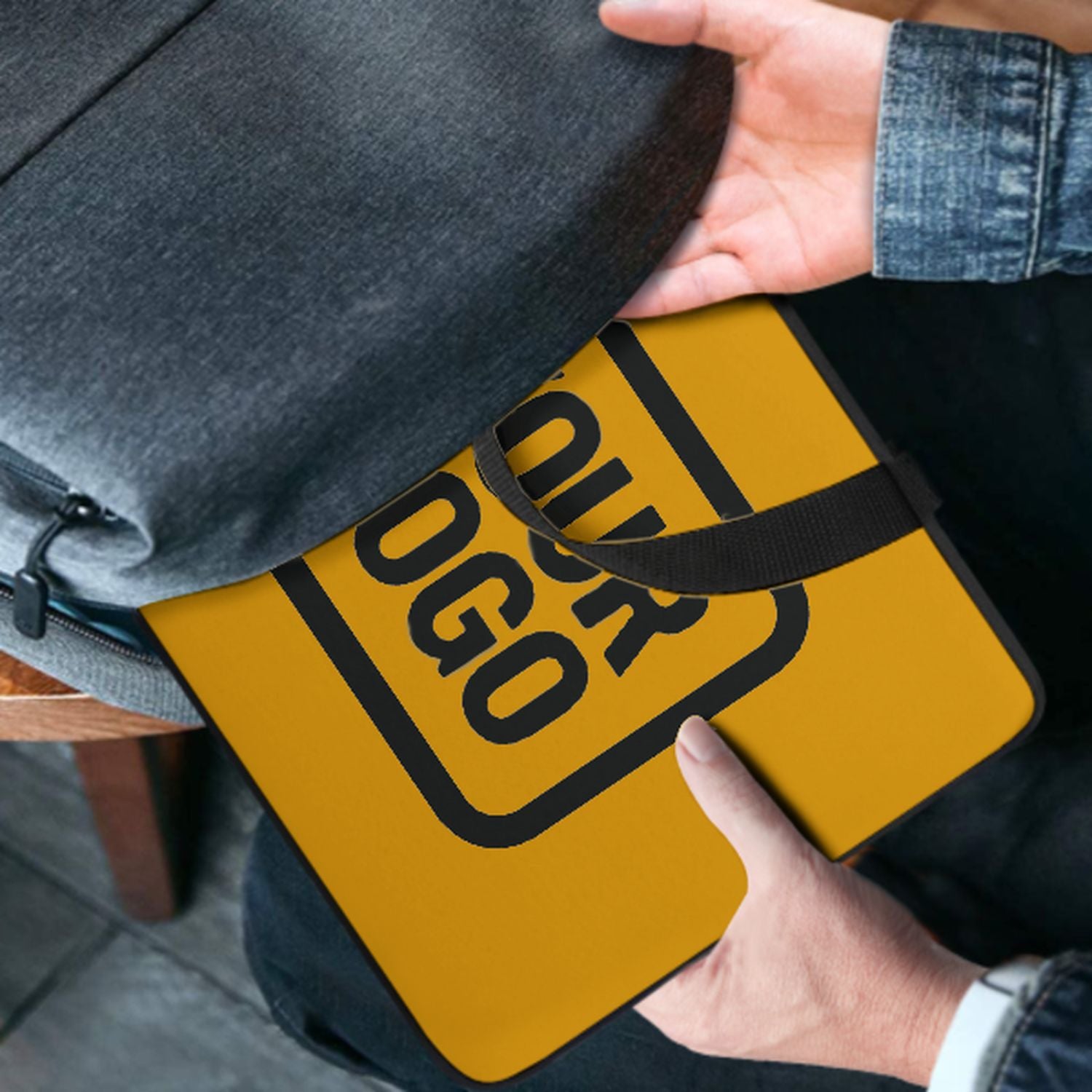 Borsa per laptop personalizzata gialla e nera