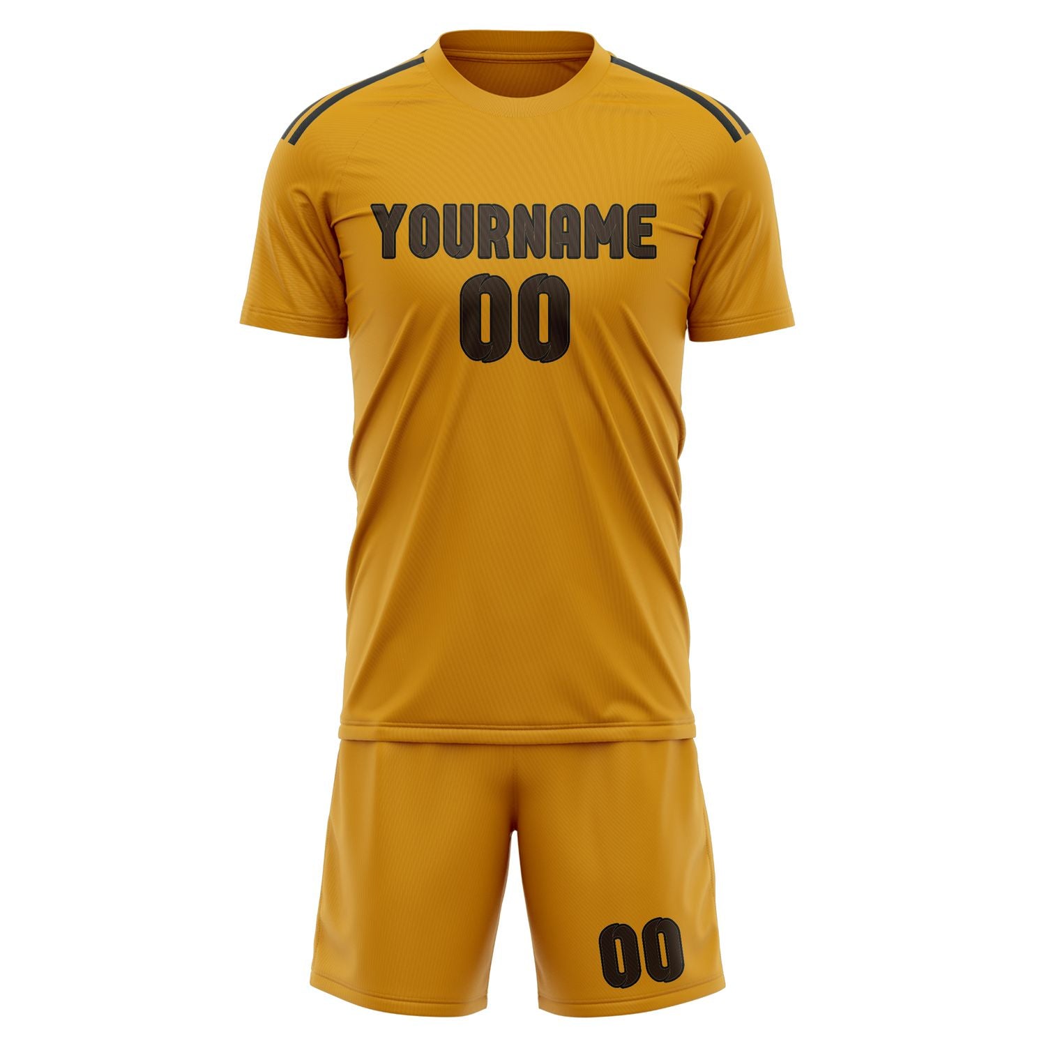 Maßgeschneidertes Professionelles Gelb Braun Fußballtrikot-Set
