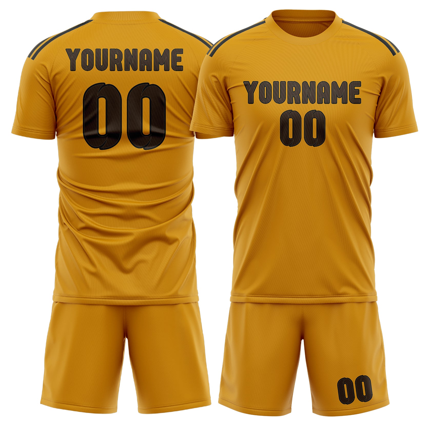 Maßgeschneidertes Professionelles Gelb Braun Fußballtrikot-Set