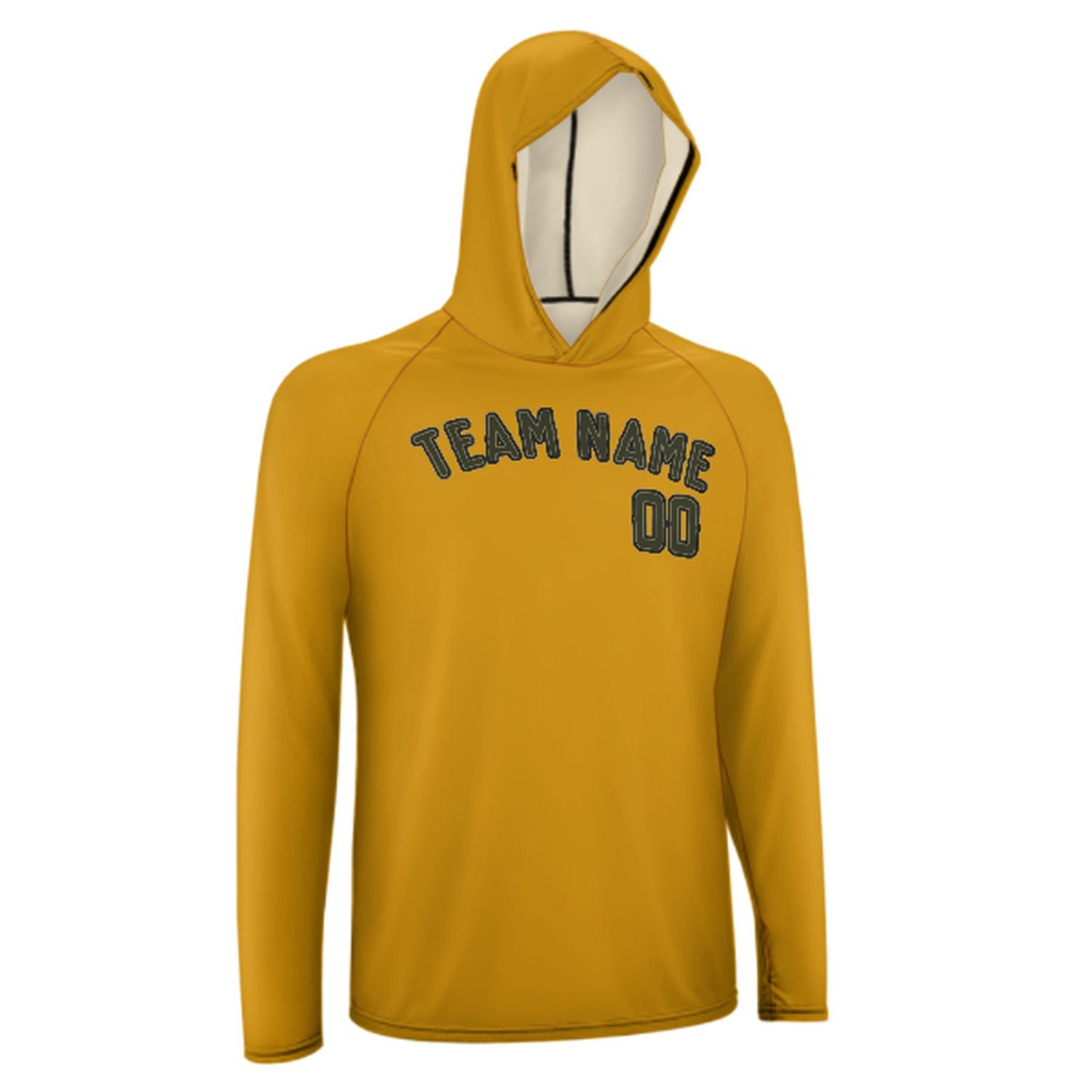 Na míru na míru žlutá tmavá tmavá olivová UV-hoodie