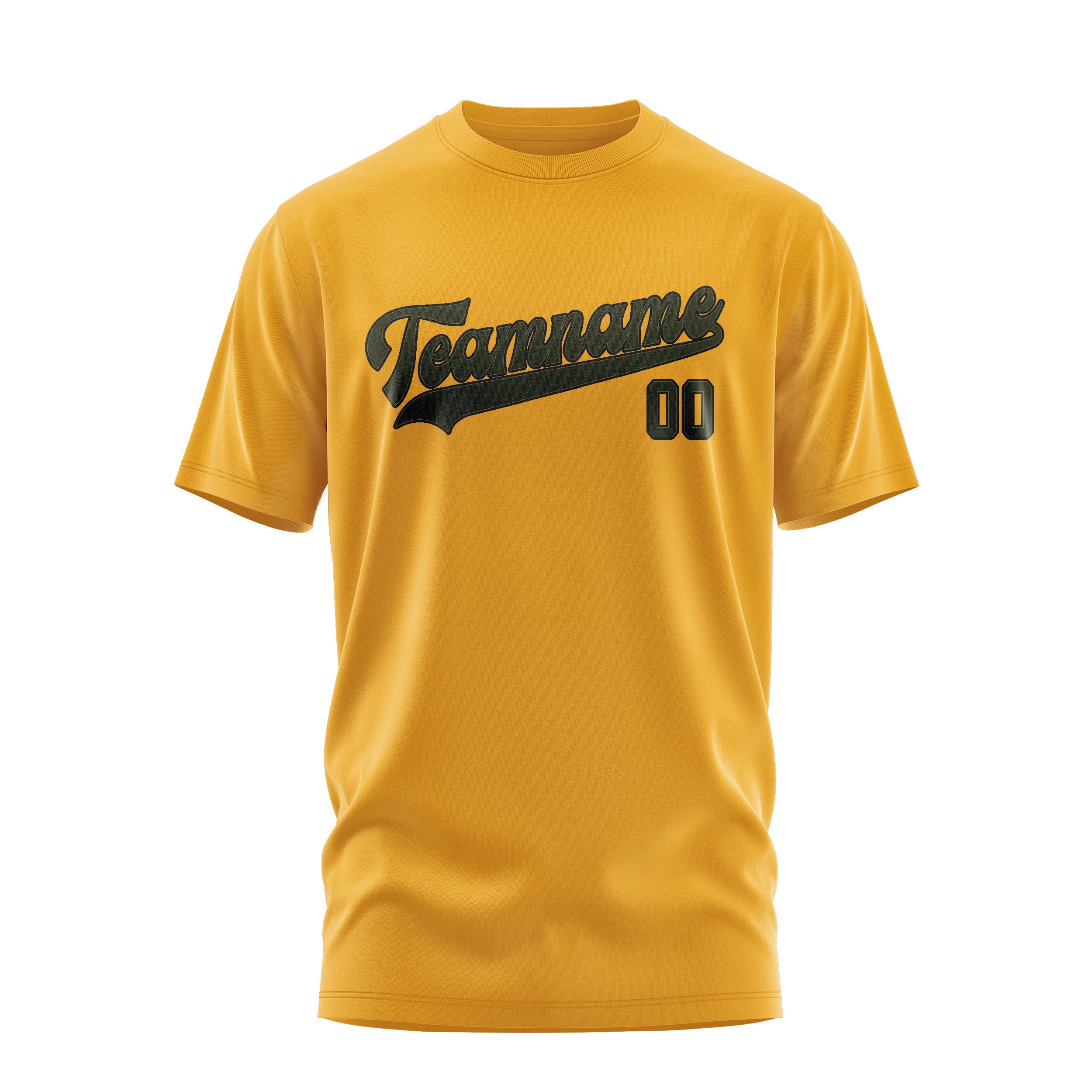 Maßgeschneidertes Gelb Dunkles Oliv T-Shirt