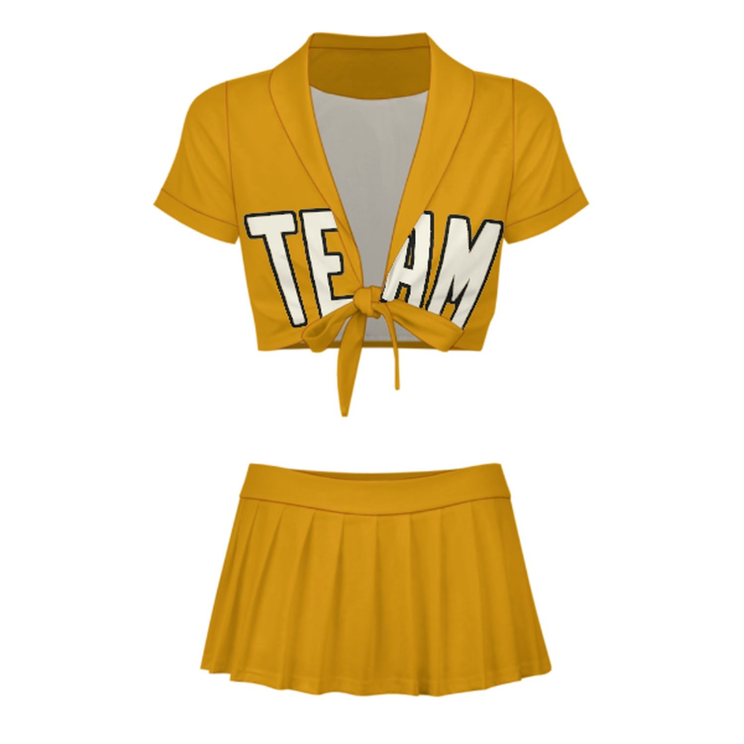 Maßgeschneidertes Gelb Beige Cheerleader Outfit Set