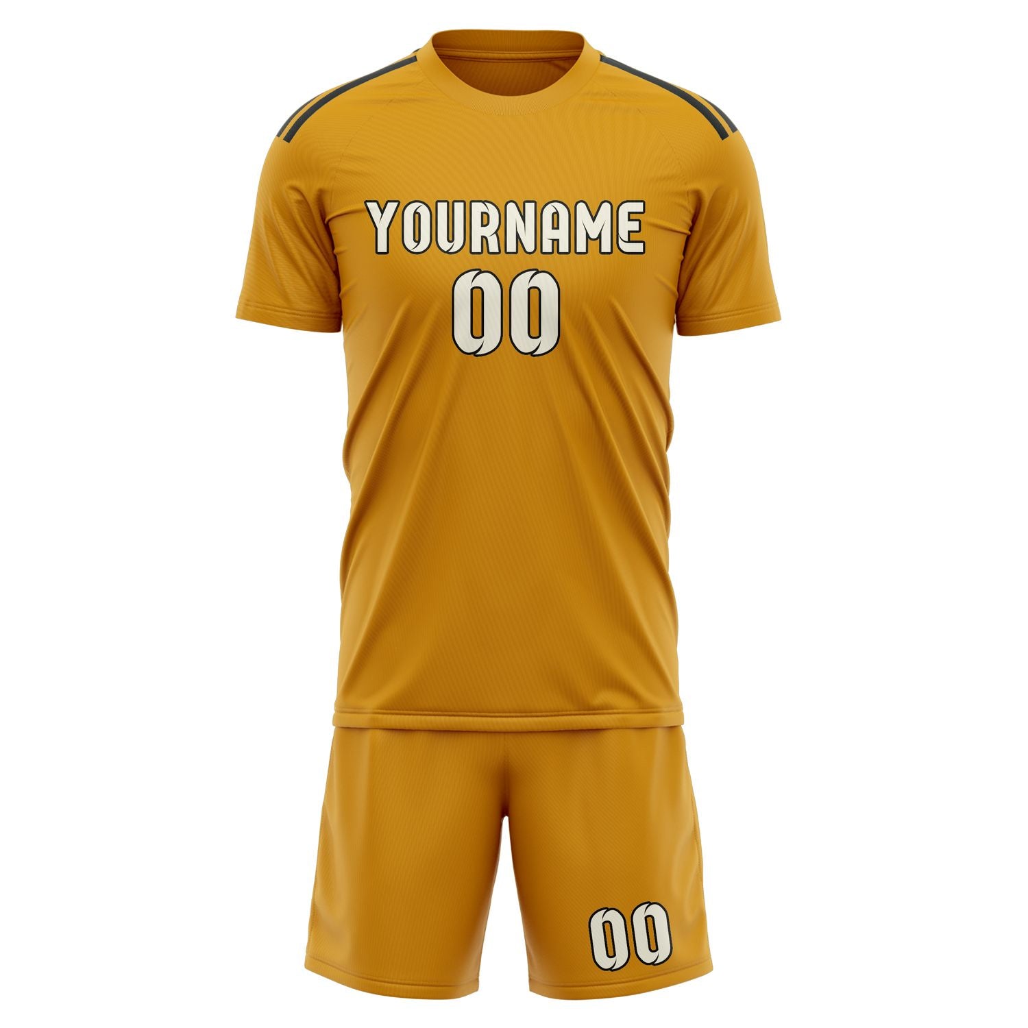 Maßgeschneidertes Professionelles Gelb Beige Fußballtrikot-Set