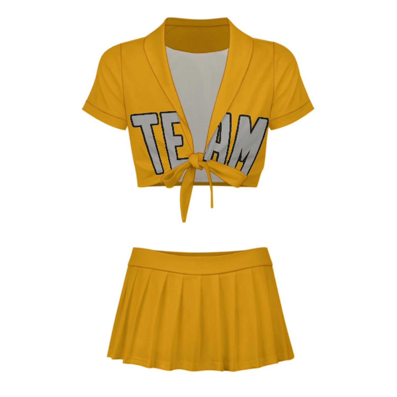 Maßgeschneidertes Gelb Grau Cheerleader Outfit Set